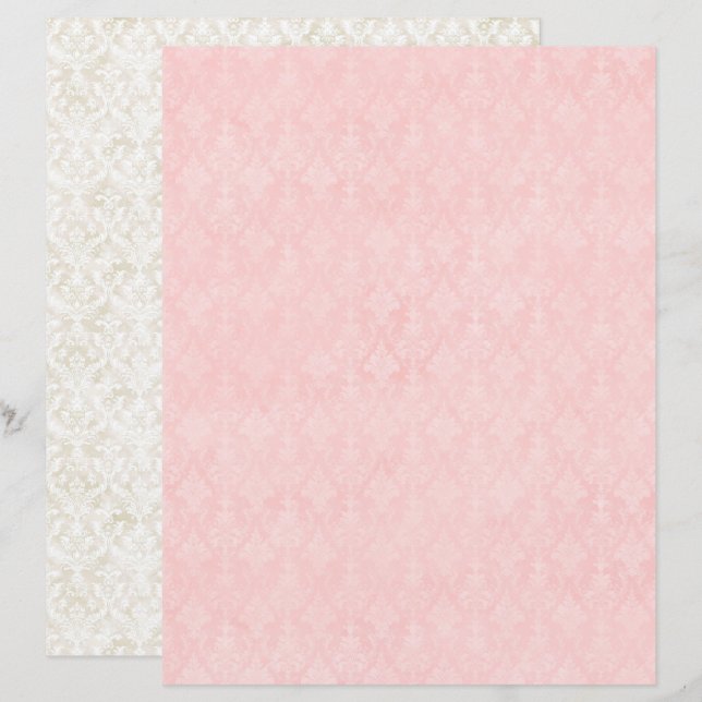 Papier scrapbook en damassé Coquette vintage (Devant / Derrière)