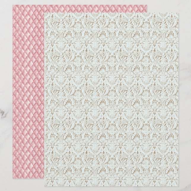 Papier scrapbook en dentelle florale Coquette Vint (Devant / Derrière)