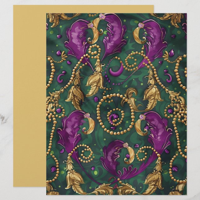 Papier scrapbook festif de perles de Mardi Gras (Devant / Derrière)