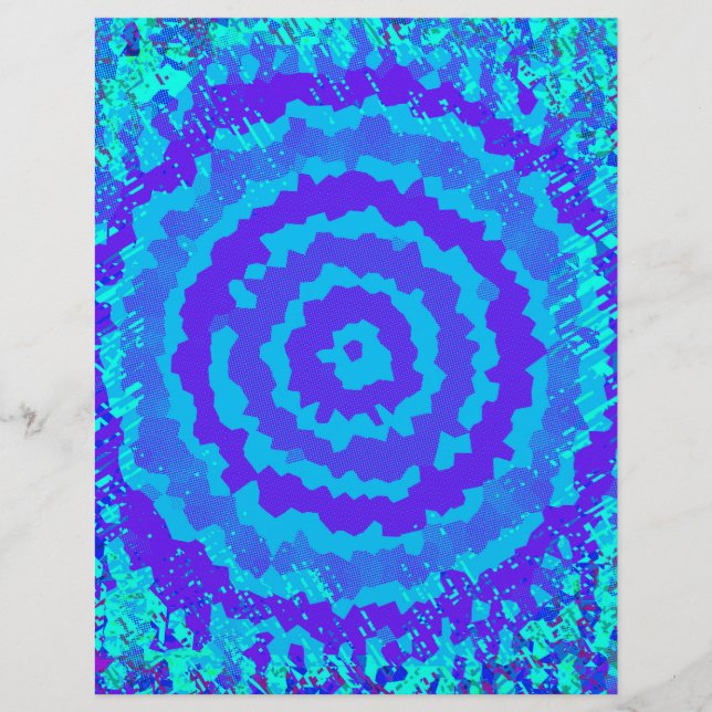Papier scrapbook fleur abstraite bleue page recto- (Devant)