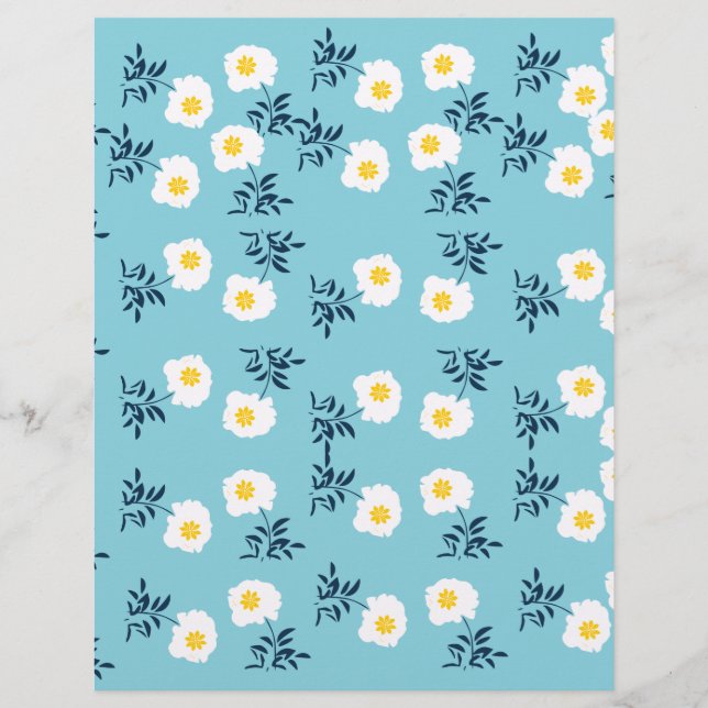 papier scrapbook Fleur Blanche (Devant)