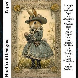 Papier scrapbook Fleur, Lapin Doe Vintage Caprice