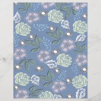 Papier scrapbook floral bleu