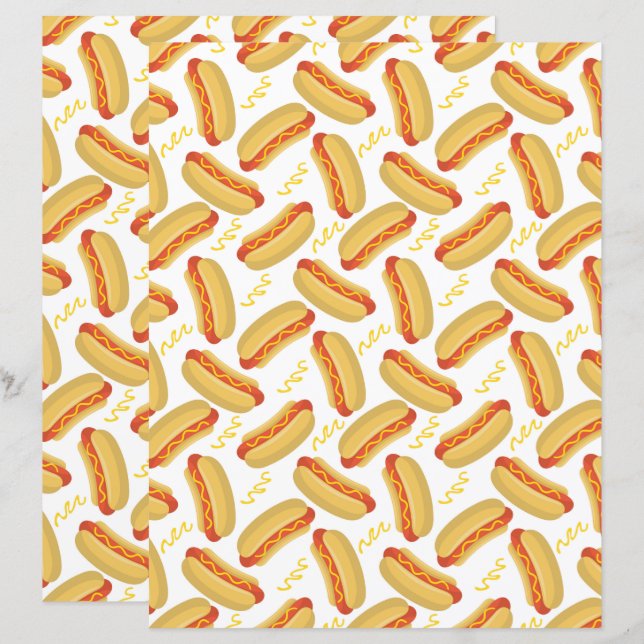 Papier scrapbook Hot Dogs (Devant / Derrière)