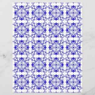 Papier scrapbook motif bleu blanc Azulejo A01