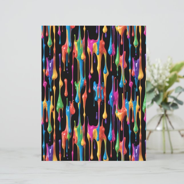 Papier scrapbook motif gouttes de peinture arc-en- (Debout devant)