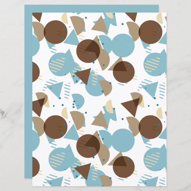 Papier scrapbook motif mosaïque de style Bauhaus (Devant / Derrière)