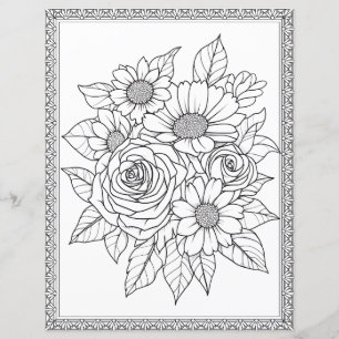 Papier scrapbook page de coloriage floral élégant