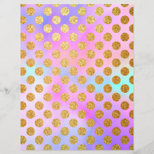 Papier scrapbook pastel à pois pailletés or