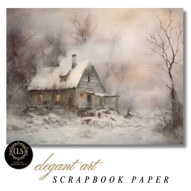 Papier scrapbook paysage de cottage aquarelle  (Scrapbook Paper – Vintage Cottage in Watercolor)