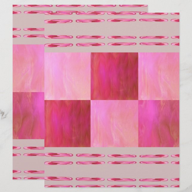 Papier scrapbook Pink Skies Tiles recto-verso (Devant / Derrière)