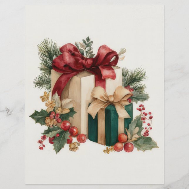 Papier scrapbook pour cadeaux de Noël vintage (Devant)