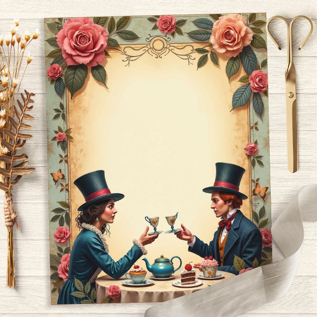 Papier scrapbook pour la fête du thé d'Alice et du (Créateur téléchargé)