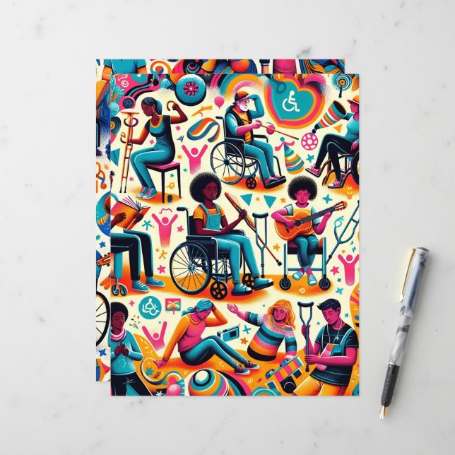 Papier scrapbook pour personnes handicapées (Devant/Arrière en situation)