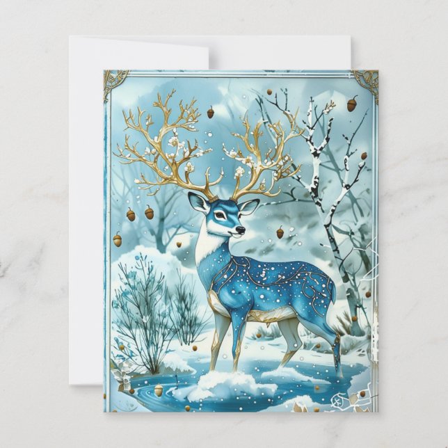 Papier scrapbook Renne Bleu Hiver (Devant)