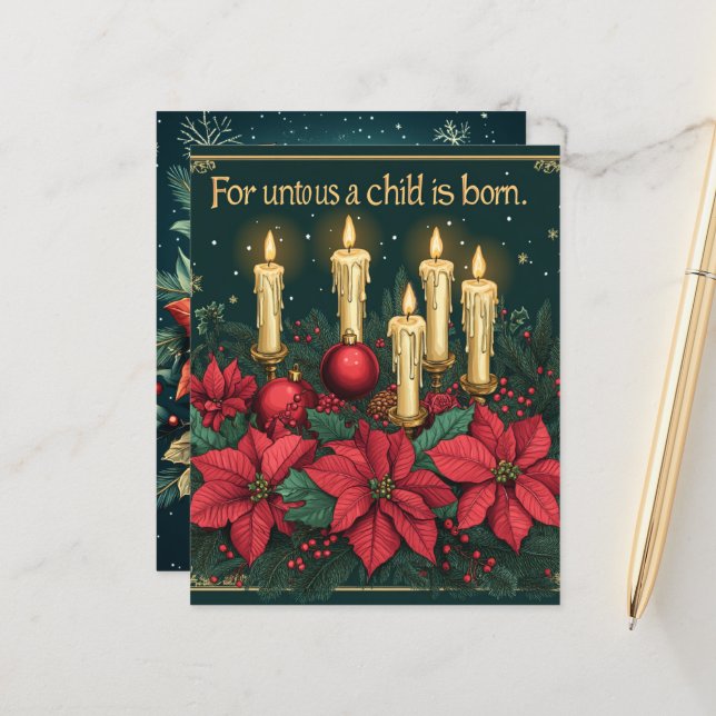 Papier scrapbook Verset biblique Bougies florales  (Devant/Arrière en situation)