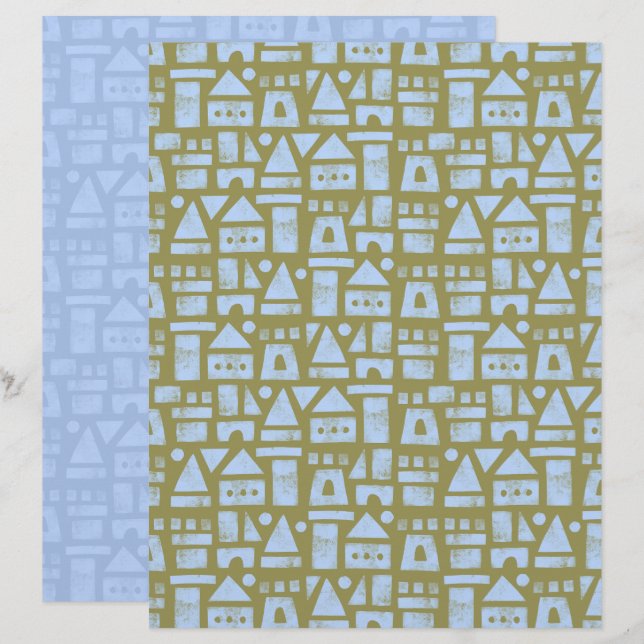 Papier scrapbook vert château de sable (Devant / Derrière)