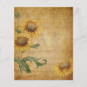 Papier scrapbook vintage Fleurs & Musique