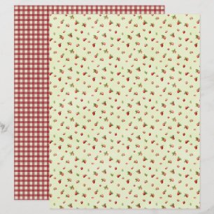 Papier scrapbook vintage fraise