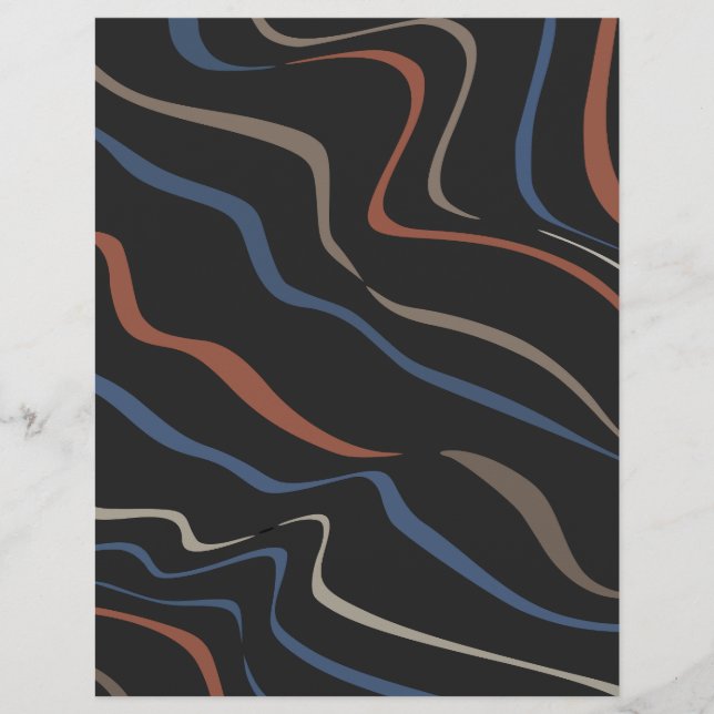 Papier scrapbooking à ligne ondulée noire : (Devant)