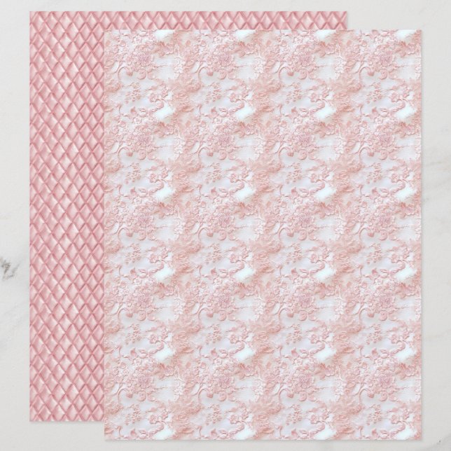 Papier scrapbooking à motif de dentelle florale Co (Devant / Derrière)