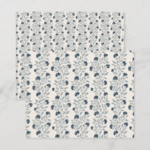 Papier scrapbooking à motif floral bleu et gris