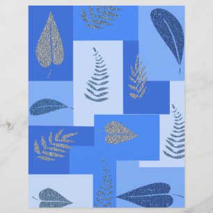 Papier scrapbooking abstrait feuille bleue