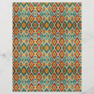 Papier scrapbooking Boho Ikat – Jaune moutarde et