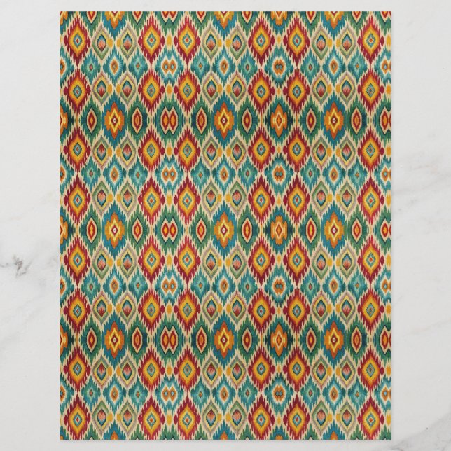 Papier scrapbooking Boho Ikat – Jaune moutarde et  (Devant)