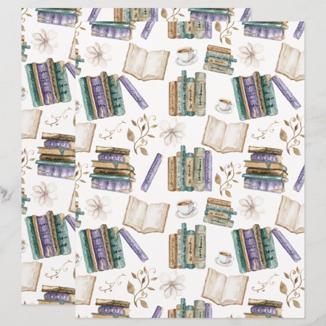 Papier scrapbooking Book Lover blanc (Devant / Derrière)