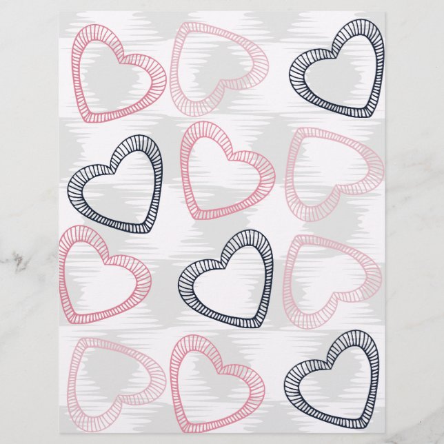 Papier scrapbooking cœur à trait fin (Devant)