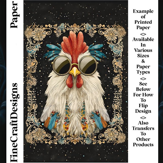 Papier scrapbooking coq coloré fantaisiste CK9 (Créateur téléchargé)