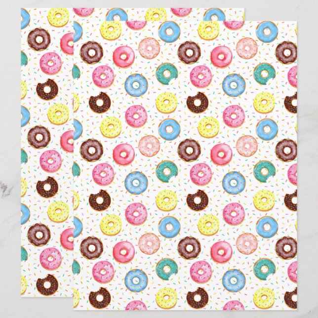 Papier scrapbooking de donuts (Devant / Derrière)