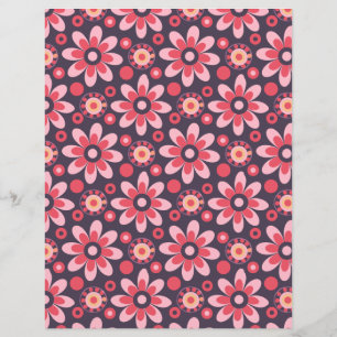 Papier scrapbooking double face à motif floral rét