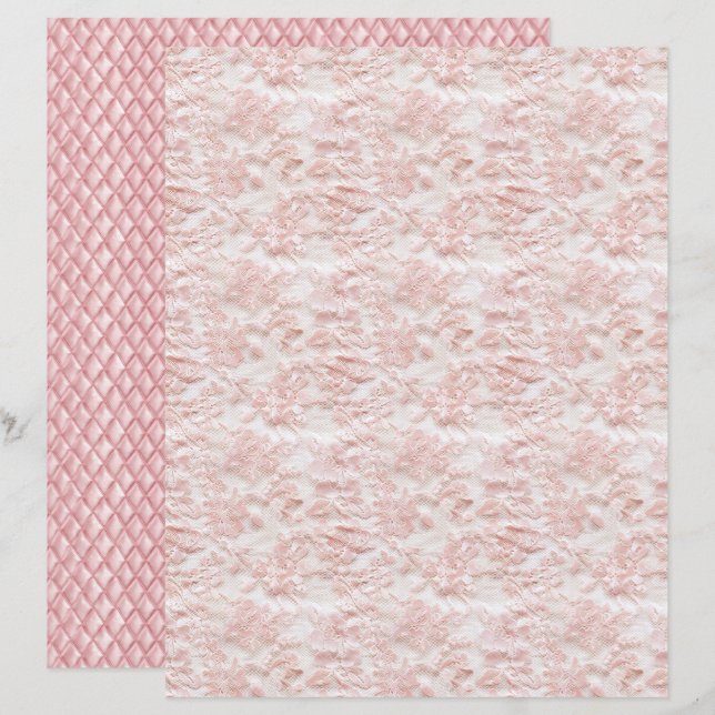 Papier scrapbooking en dentelle florale Coquette v (Devant / Derrière)