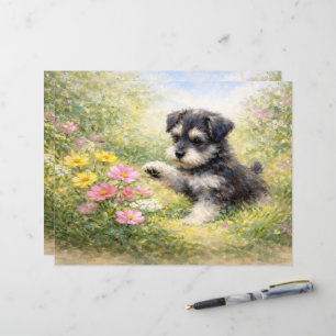 Papier scrapbooking Fleurs de printemps chiot schn
