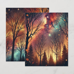 Papier scrapbooking Forêt Crépusculaire Galaxie Au