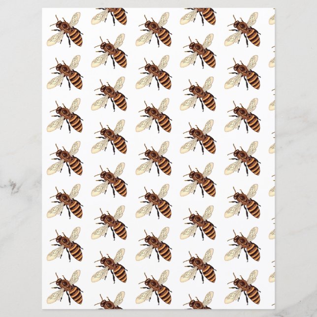 Papier scrapbooking motif abeilles (Devant)