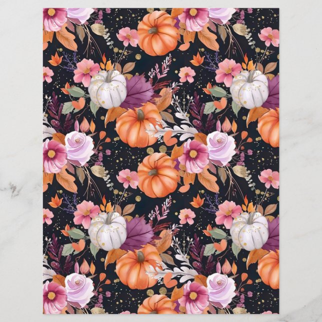 papier scrapbooking motif automnal de citrouilles  (Devant)