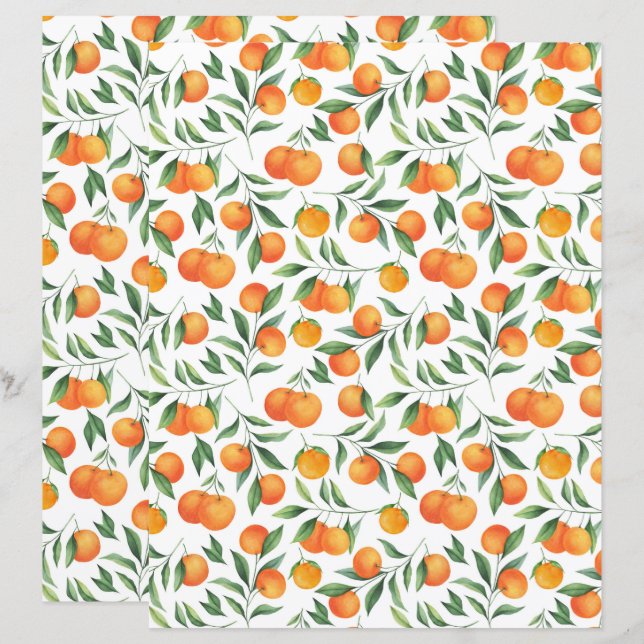 Papier scrapbooking Oranges (Devant / Derrière)