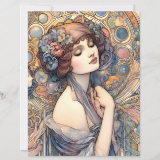 Papier scrapbooking Portrait de femme Art Nouveau