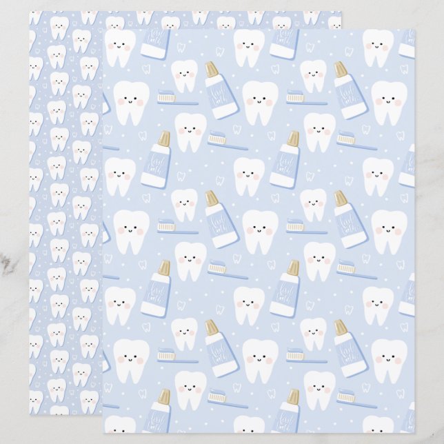 Papier scrapbooking recto verso première dent (Devant / Derrière)