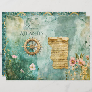 Papier scrapbooking sarcelle sous-marin océan mer 