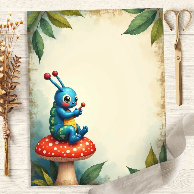 Papier scrapbooking Scène Champignon Chenille Alic (Créateur téléchargé)