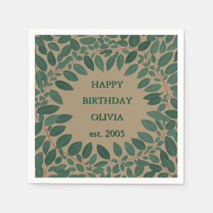Papier Serviette à cadre en eucalyptus avec texte personn