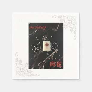 Papier serviette asiatique en mahjong avec le Dragon Roug