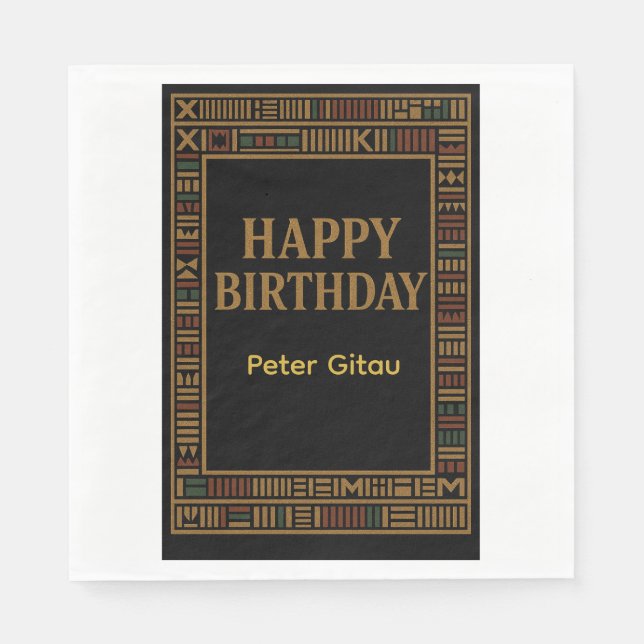 Papier Serviette d'anniversaire en Kente Or Africain (Devant)