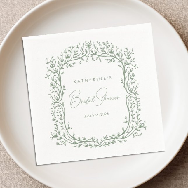 Papier Serviette de cocktail en toile vert sauge (Créateur téléchargé)