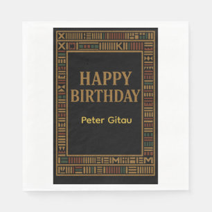 Papier Serviette de fête d'anniversaire en Kente doré afr