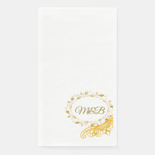 Papier Serviette de mariage à monogramme en or élégant – 